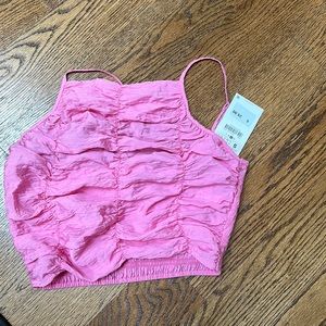 pink zara ruffle tank top pink size small summer